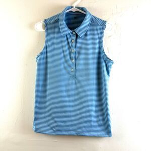 Renwick Golf Sleeveless Top Polo Striped Women's Size M Blue Outdoor Pickleball